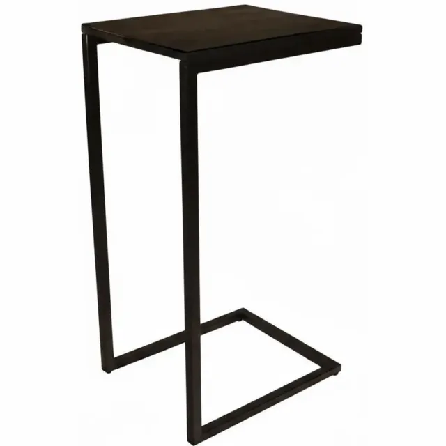 Lizzely Garden & Living Bijzettafel industrieel Jerry 70cm zwart duurzaam mangohout laptoptafel mango side table