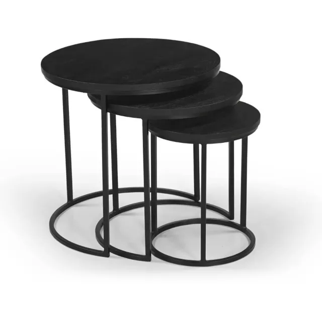 Giga Meubel Salontafel Kila - Rond - Mangohout - Set van 3