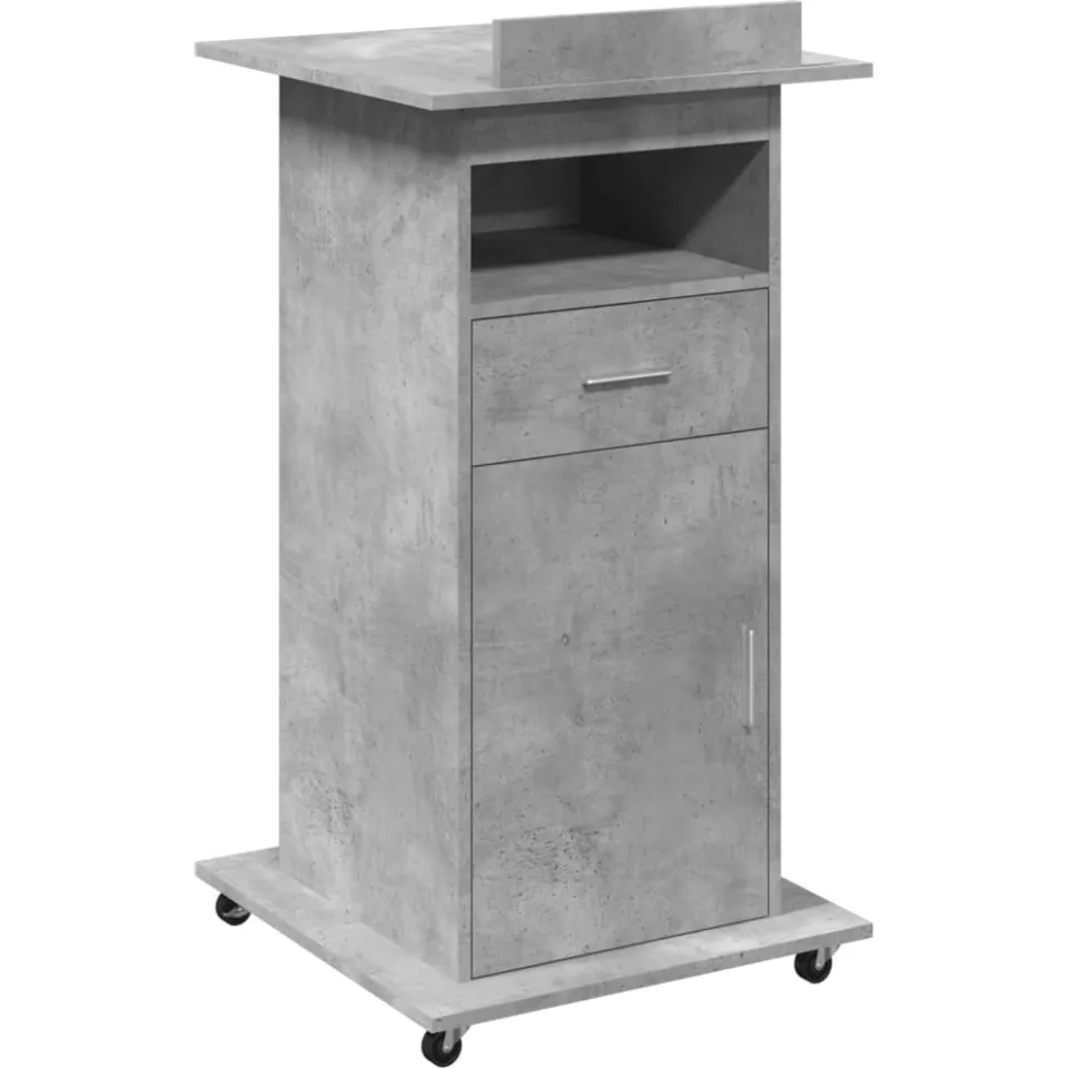 vidaXL Lessenaar met wielen en lade 55x55x107 cm hout betongrijs