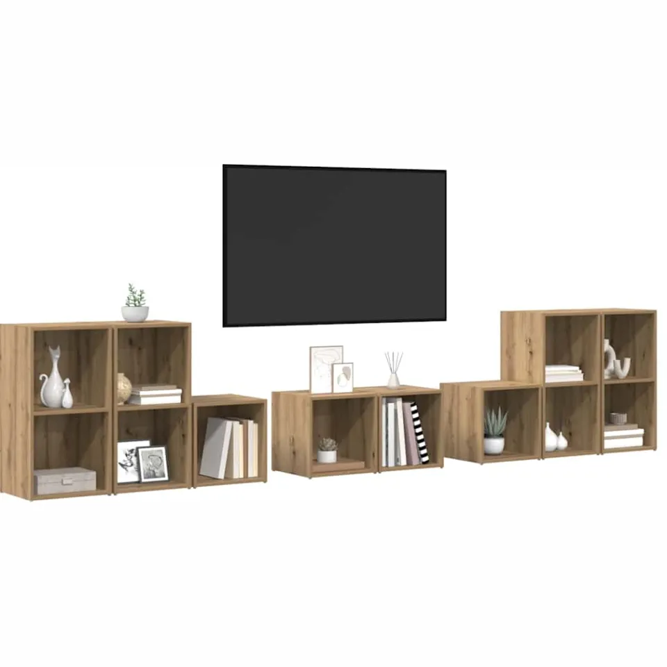 vidaXL TV-kast set 8 st 37 x 35 x 72 cm Artisan Eiken Bruin