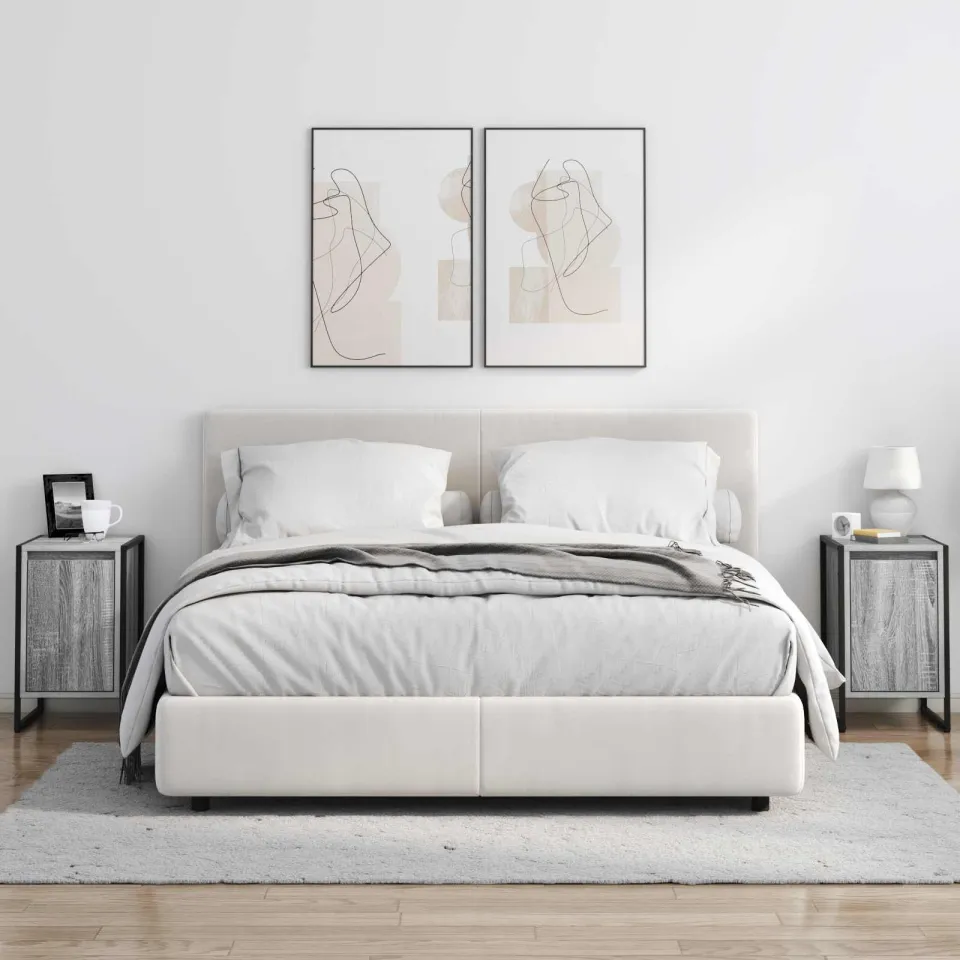 vidaXL Nachtkastje 2 st Grijs Sonoma 39,5 x 30 x 50 cm Bewerkt hout, foto 4