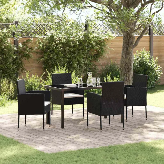 vidaXL Tuin eettafelset 5 st Zwart poly rattan