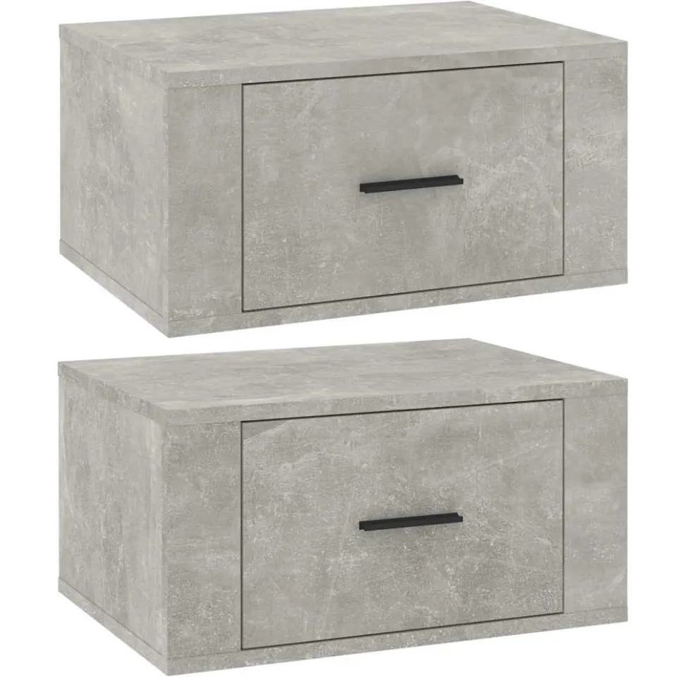 vidaXL Nachtkastjes 2 st wandgemonteerd 50x36x25 cm betongrijs