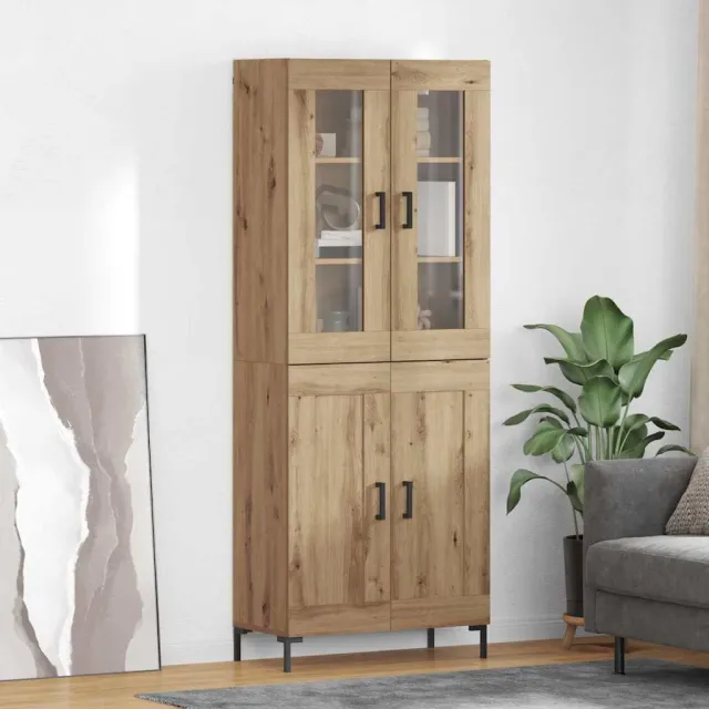 vidaXL Hoge kast 2 st Artisan Eiken 69,5 x 34 x 180 cm Bewerkt hout, foto 2