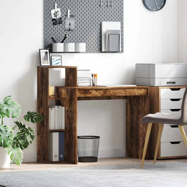 vidaXL Bureau Gerookt eiken 100 x 40 x 90 cm Bewerkt hout, foto 2