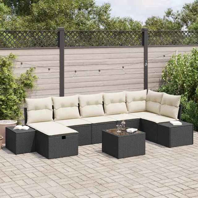 vidaXL Tuin Sofa Set 8 st Zwart poly rattan, foto 2