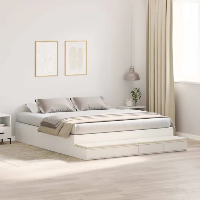 vidaXL Opbergbedframe met lade met opslag Wit 200 cm Bewerkt hout