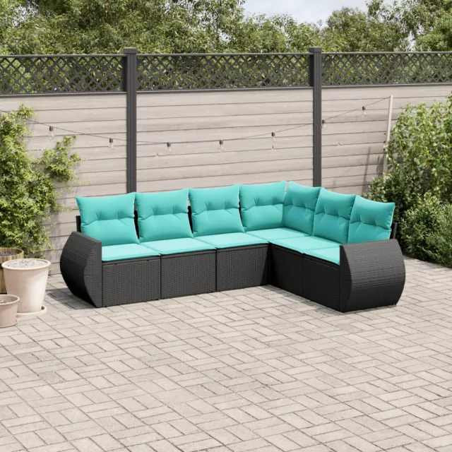 vidaXL 6-delige tuinbankset met kussens van zwart polyrotan, foto 2