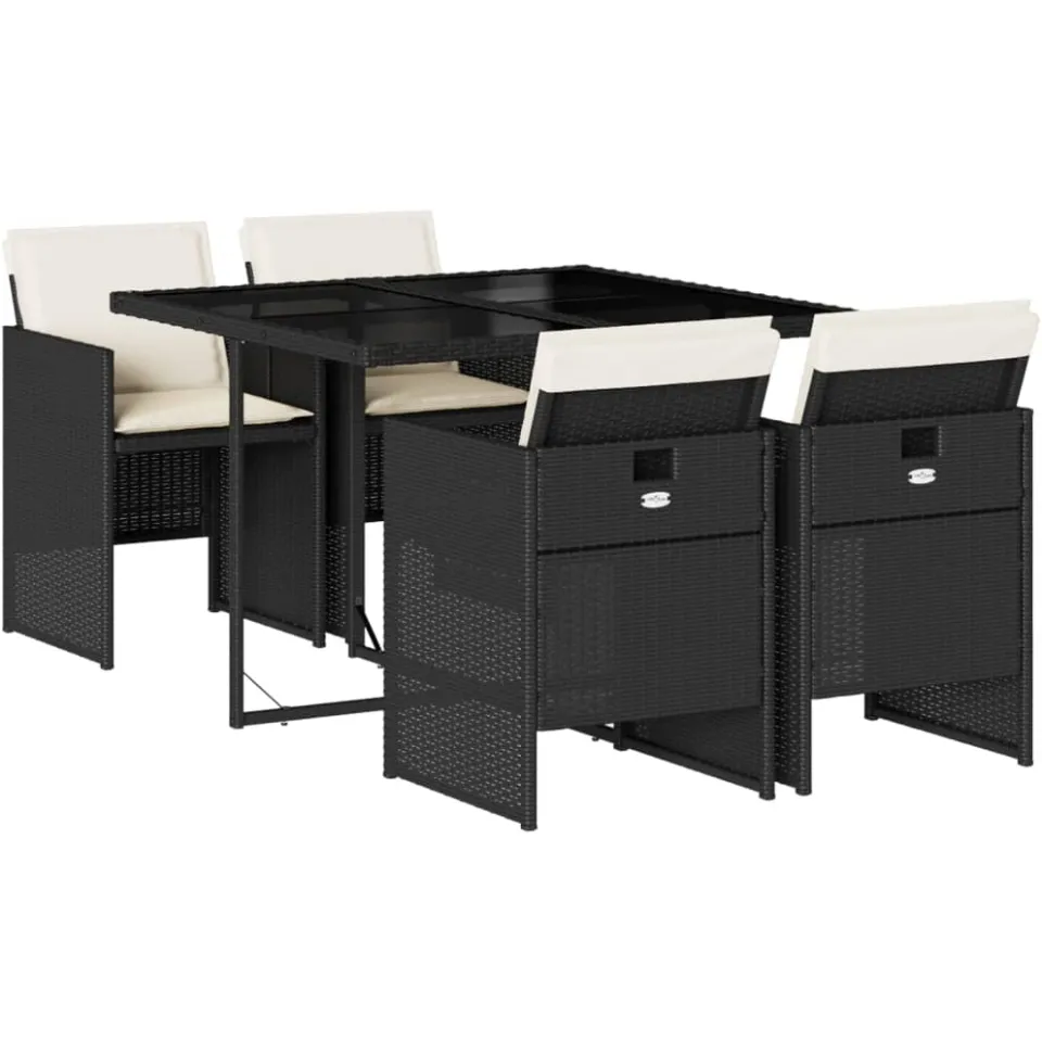 vidaXL 5-delige Tuinset met kussens poly rattan zwart, foto 3