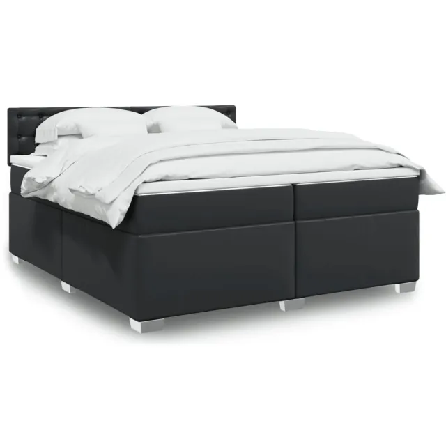 vidaXL Boxspring met matras kunstleer zwart 200x200 cm