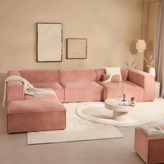 NOUS Living hoekbank Igor hoek links - roze