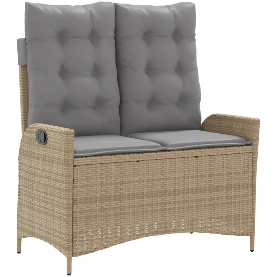vidaXL 4-delige Tuinset met kussens poly rattan beige