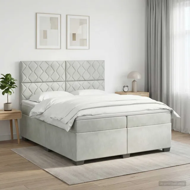 vidaXL Boxspringbed met matras Lichtgrijs 200 x 200 cm Fluweel