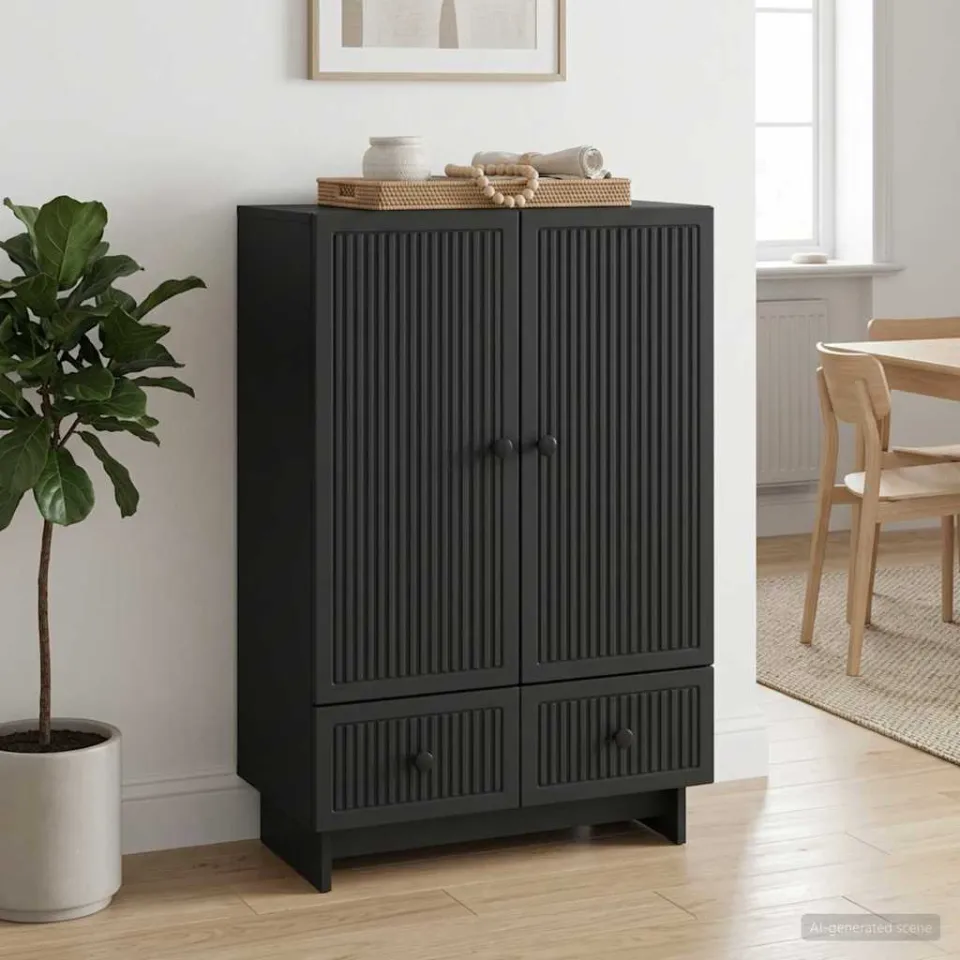 vidaXL Dressoir Zwart 66 x 34,5 x 95 cm Geconstrueerd hout, foto 3