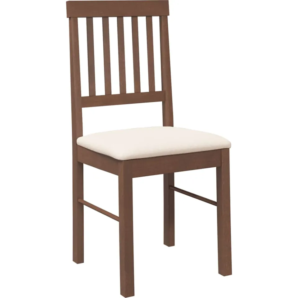 vidaXL Eetkamerstoelen met kussens 2 st massief hout rubber bruin, foto 4