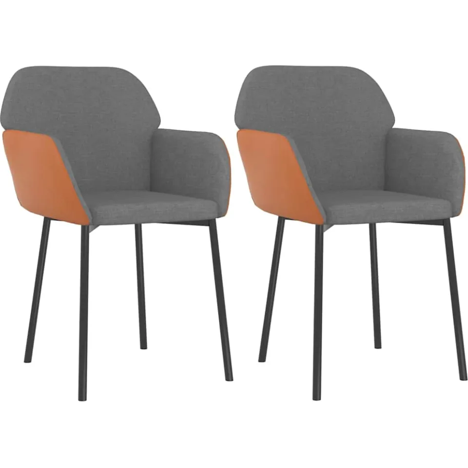 vidaXL Eetkamerstoelen 2 st stof en kunstleer lichtgrijs grijs, foto 3