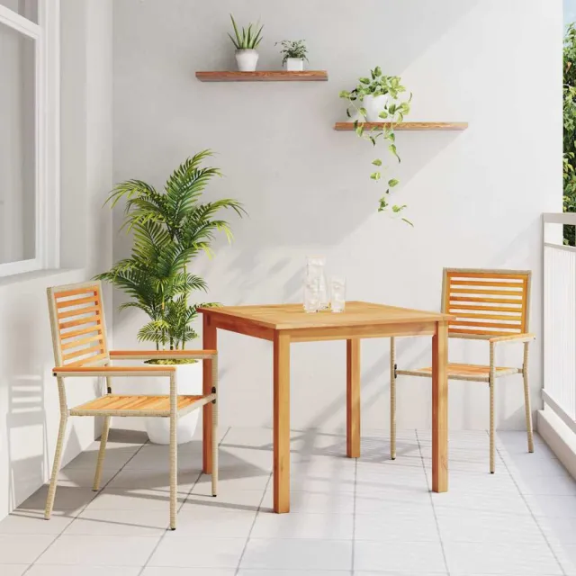 vidaXL Tuin eettafelset 3 st Beige Massief Acaciahout, foto 2