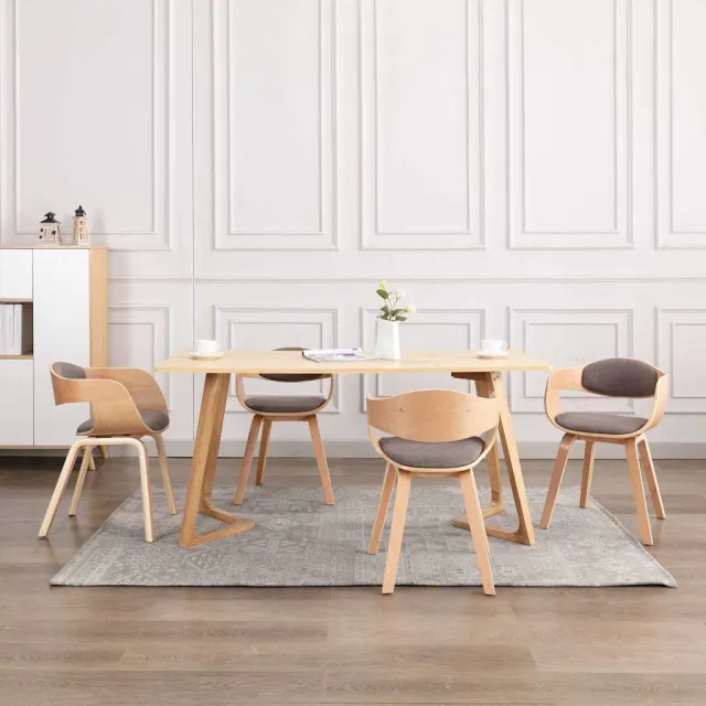 vidaXL Eetkamerstoelen 4 st gebogen hout en stof taupe