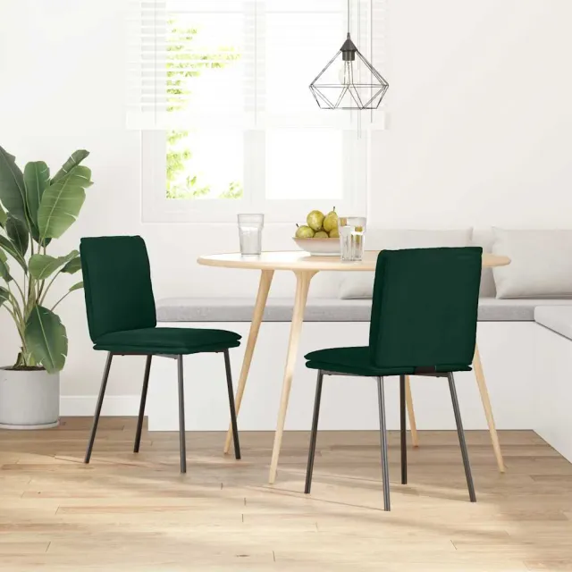 vidaXL Eetkamerstoelen 2 st fluweel donkergroen