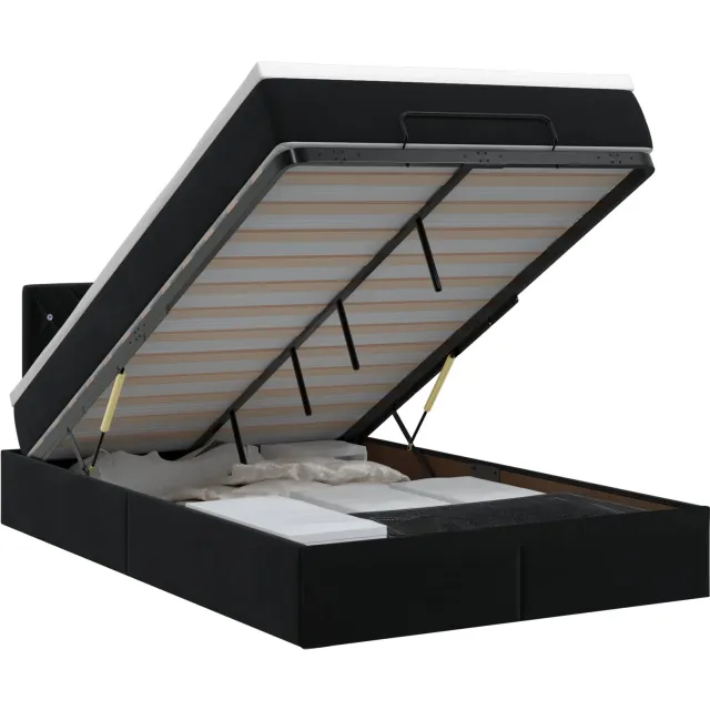 vidaXL Ottoman bed met matras Zwart 120 x 200 cm Fluweel