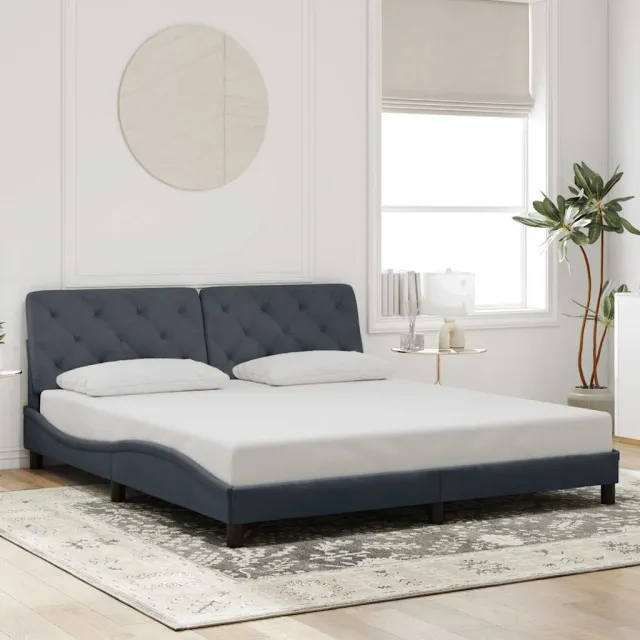vidaXL Bedframe zonder matras 200x200 cm fluweel donkergrijs grijs