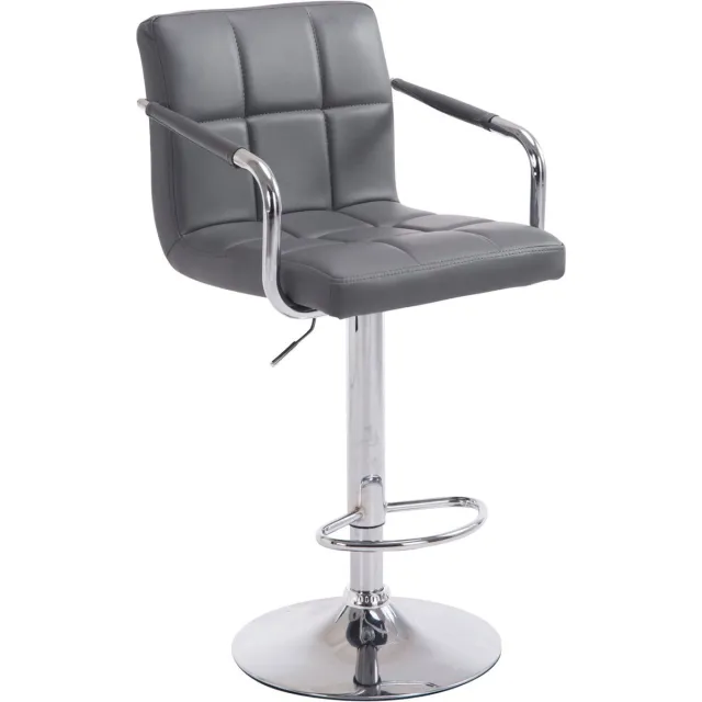In And Outdoormatch Moderne Barstoel met rugleuning - Set van 1 - Ergonomisch - Barkruk keuken of kantine - Grijs - In hoogte verstelbaar 61-81cm Grey