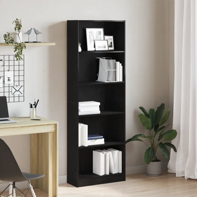 vidaXL Boekenkast 60 x 24 x 176 cm Bewerkt hout Zwart Eiken, foto 2