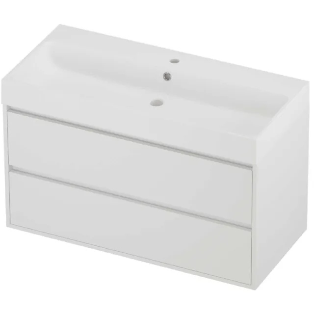 Proline Podium Badmeubelset Polystone Loft 1 Kraangat Greeploos 100x46x62 cm Mat Wit Mat White