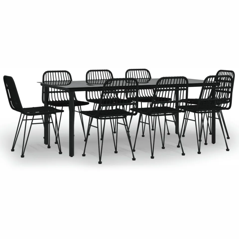 vidaXL 9-delige Tuinset poly rattan zwart, foto 3