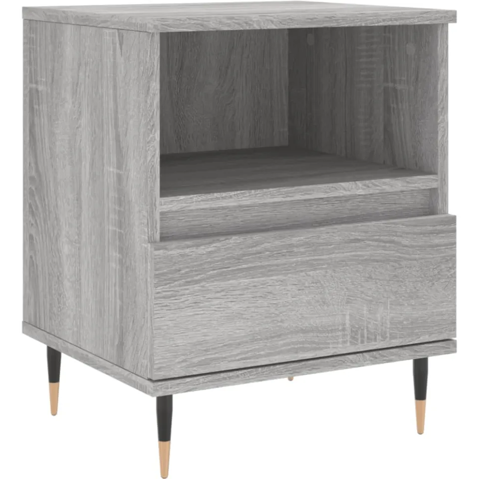 vidaXL Nachtkastje 40x35x50 cm bewerkt hout grijs sonoma eikenkleurig, foto 3
