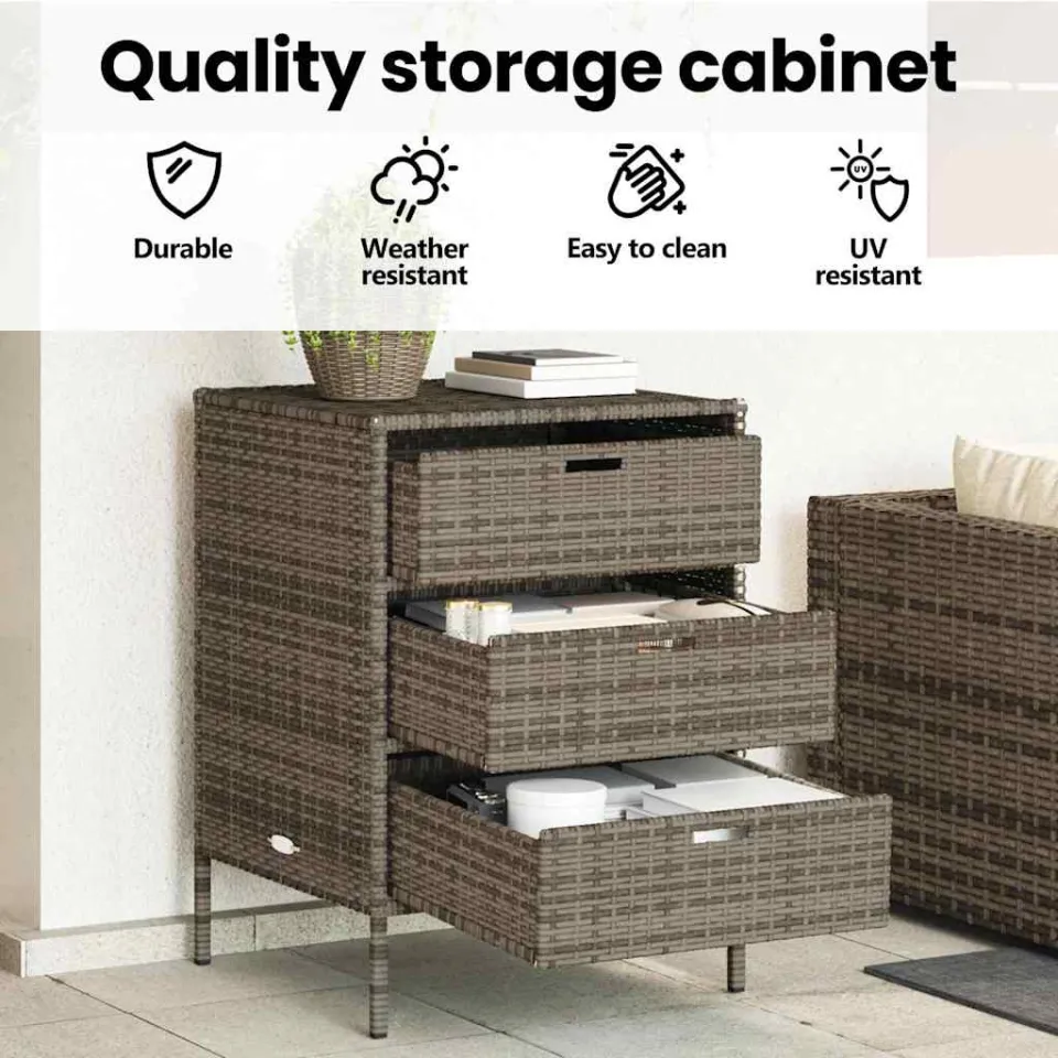 vidaXL Tuinkast 55x59x80 cm poly rattan grijs, foto 4