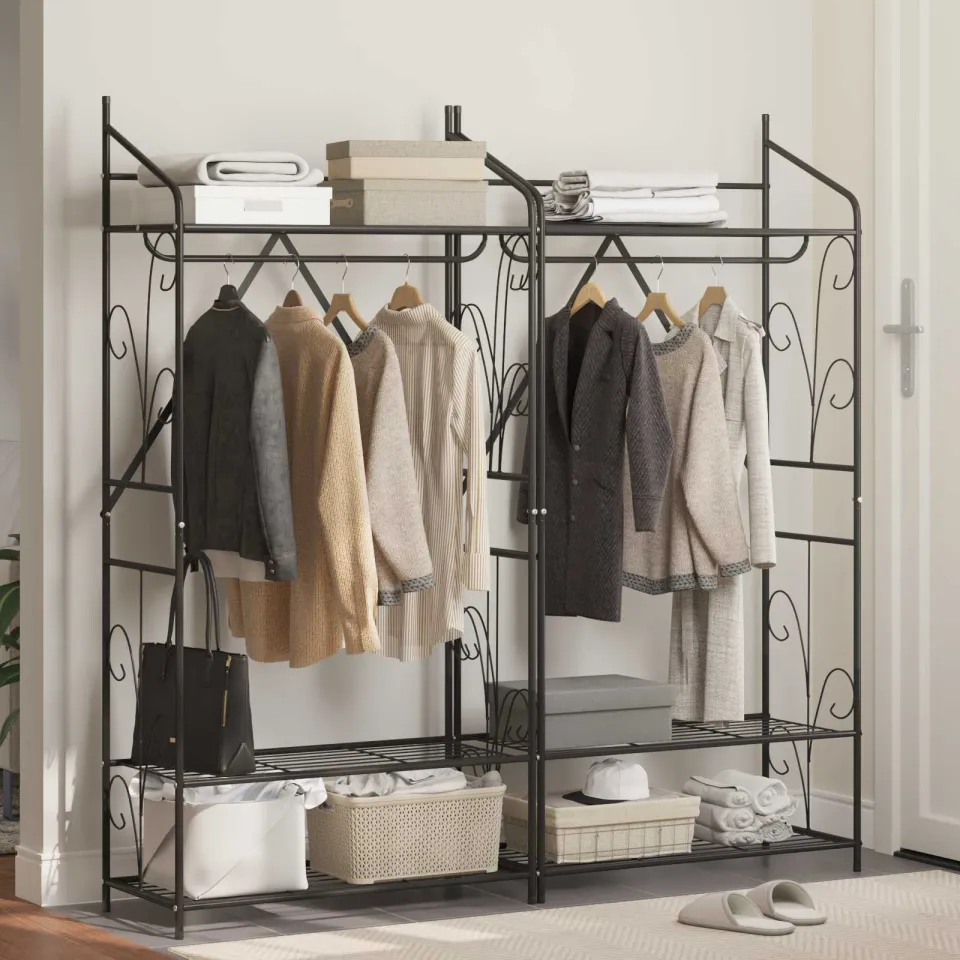vidaXL Open Kledingkast 2 st Black 78 x 36 x 158 cm Steel, foto 4