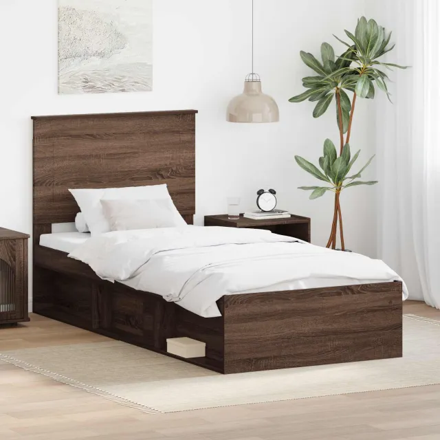 vidaXL Bedframe Bruin Eiken 90 x 190 cm Massief grenenhout