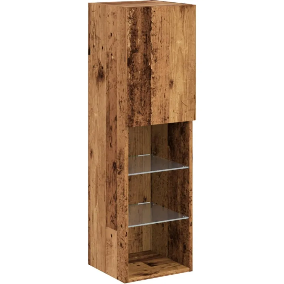 vidaXL Tv-meubel met LED-verlichting 30,5x30x102 cm oud houtkleurig Bruin