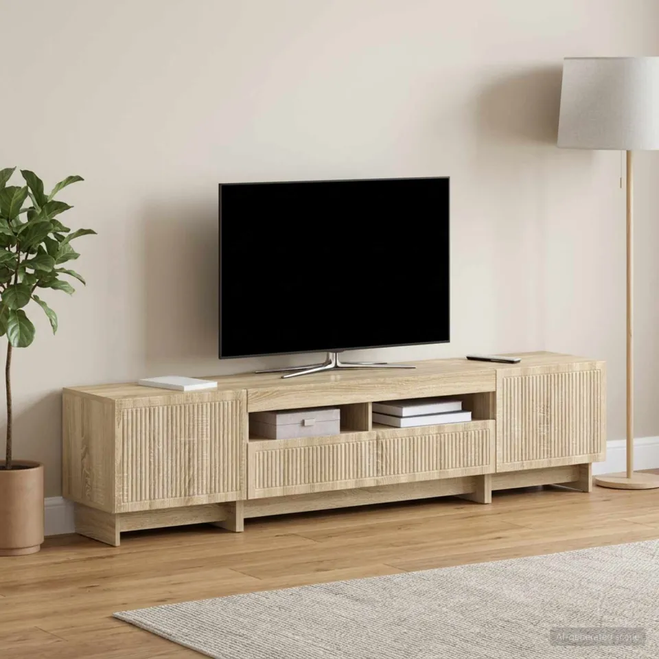 vidaXL 3-delige LED TV-kast EDE Sonoma Eiken Bewerkt hout, foto 3
