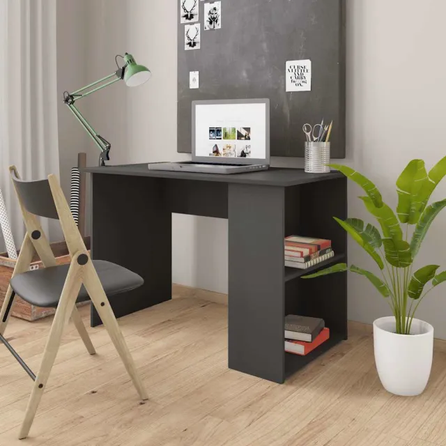 vidaXL Bureau 110x60x73 cm bewerkt hout grijs, foto 2