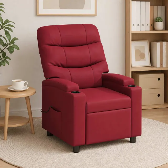 vidaXL Massage-relaxstoel Wijnrood 75 x 93 x 102 cm Stof, foto 2