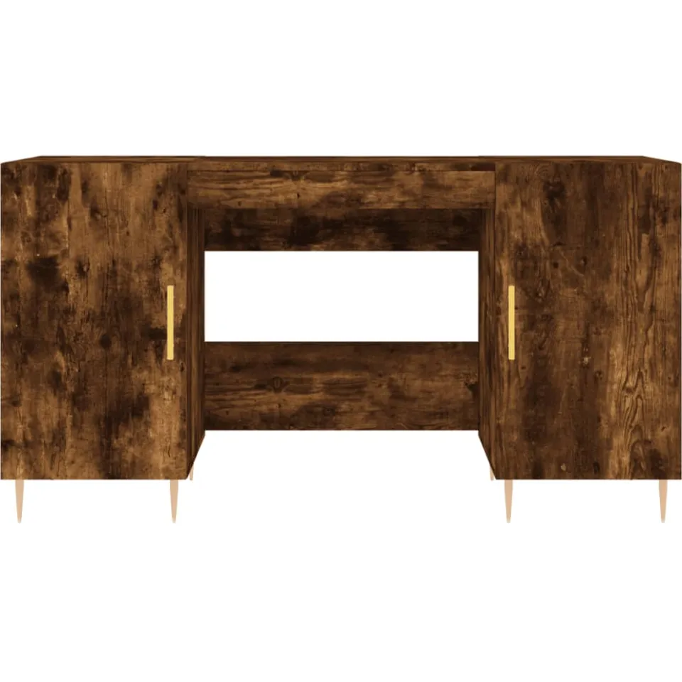 vidaXL Bureau 140x50x75 cm bewerkt hout gerookt eikenkleurig, foto 4