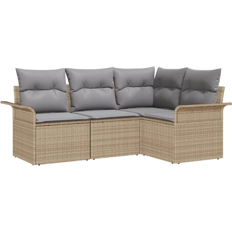 vidaXL Tuin Sofa Set 4 st Beige poly rattan