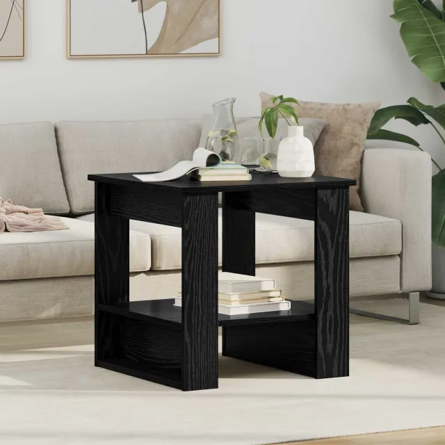 vidaXL Salontafel Zwart Eiken 51 x 50 x 50 cm Bewerkt hout, foto 2