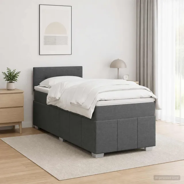 vidaXL Boxspringbed met matras Donkergrijs 80 x 200 cm Stof