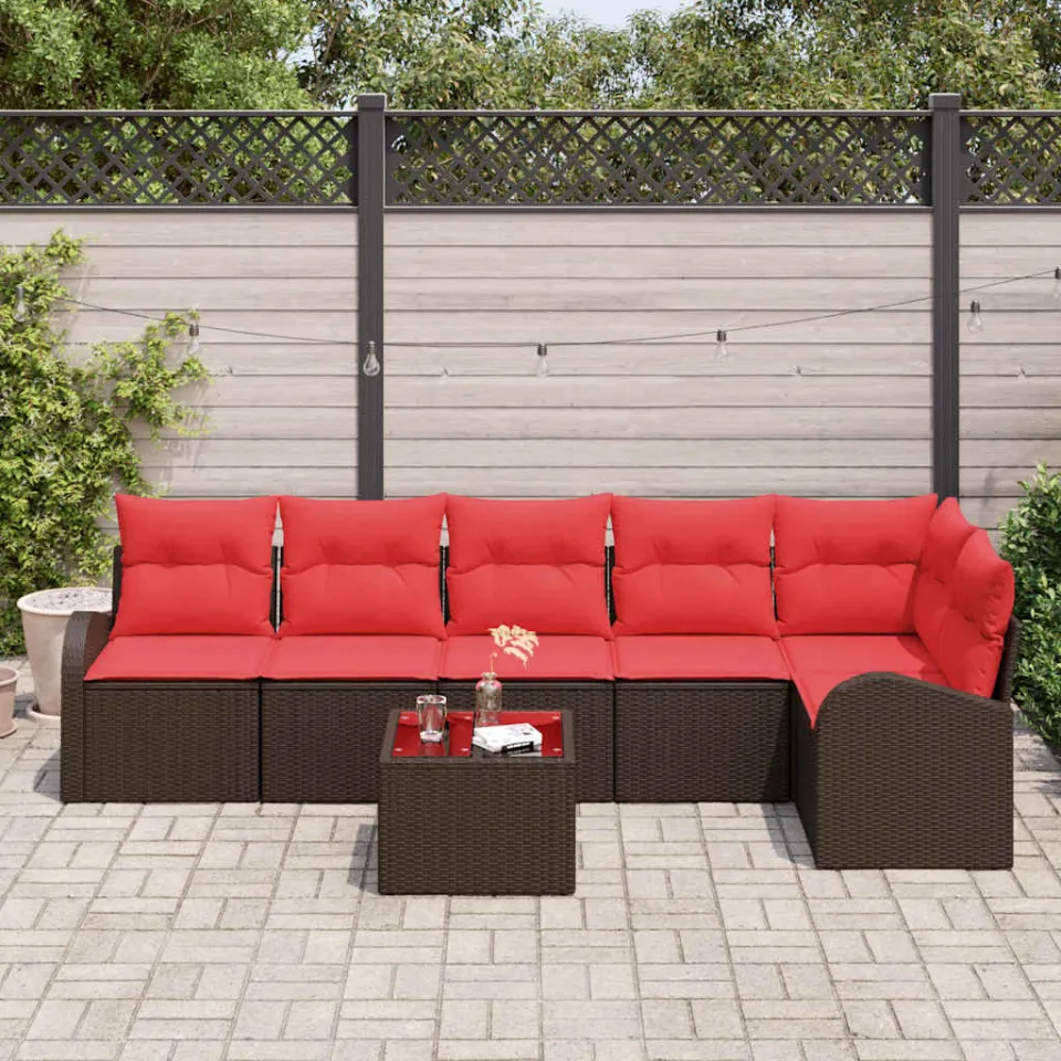 vidaXL Tuin Sofa Set 7 st Bruin poly rattan, foto 3