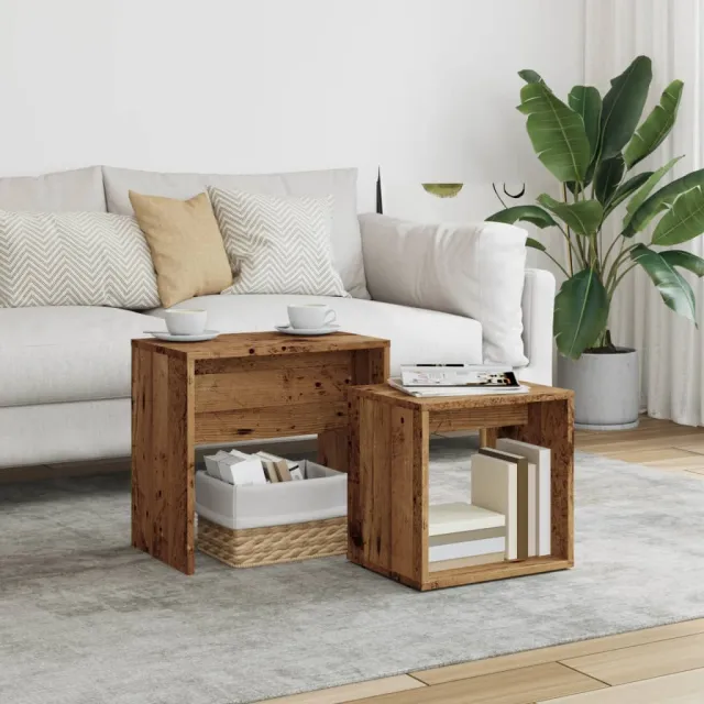 vidaXL 2-delige Tafeltjesset bewerkt hout oud houtkleurig bruin, foto 2