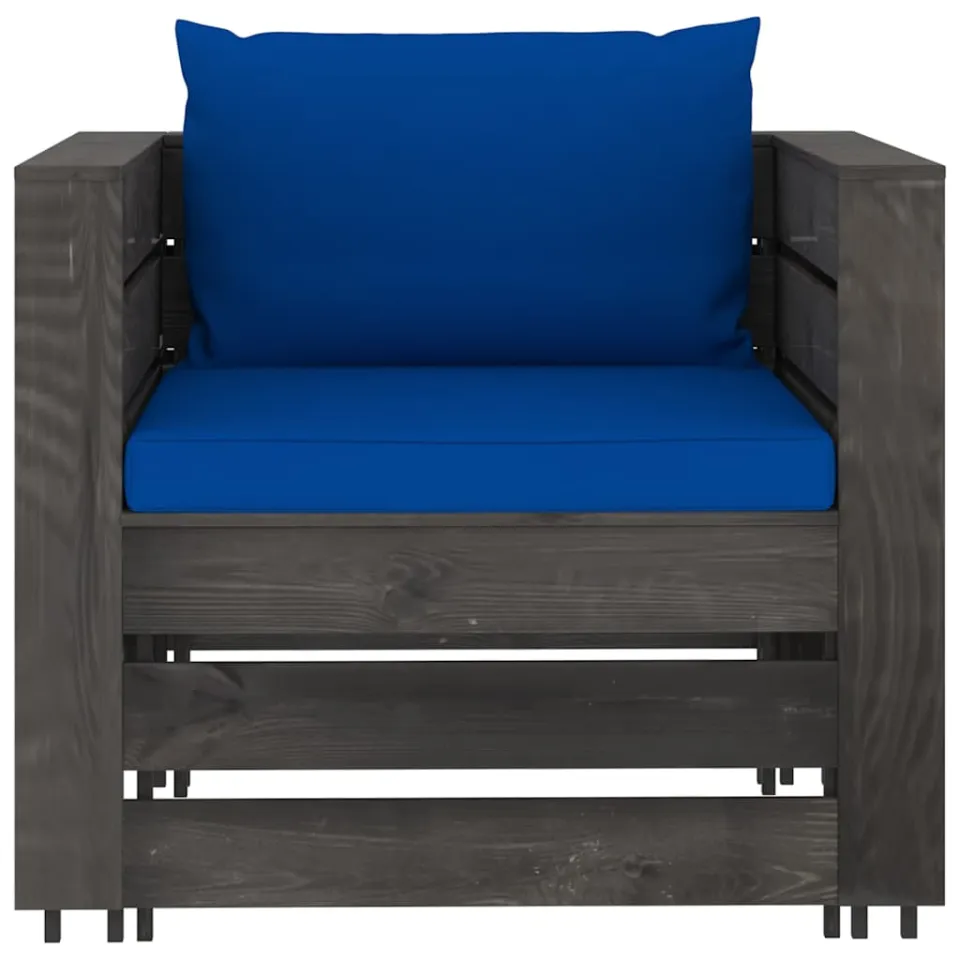 vidaXL 2-delige Loungeset met kussens grijs geïmpregneerd hout, foto 3