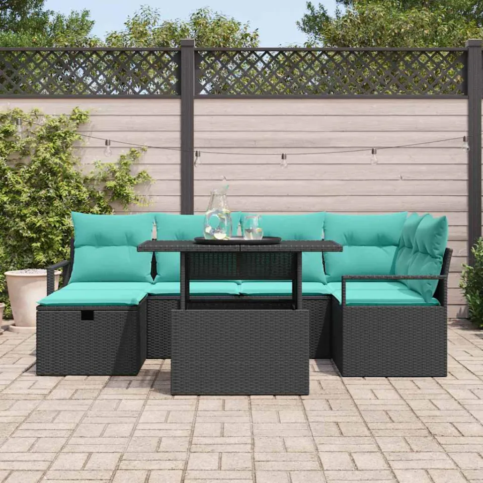 vidaXL Tuin Sofa Set 7 st poly rattan bruin, foto 3
