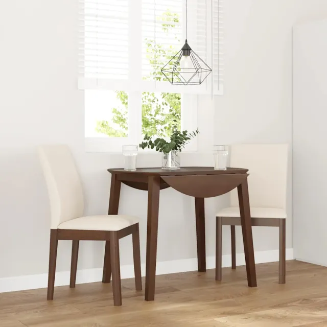 vidaXL Eetkamerstoelen met kussens 2 st massief hout rubber bruin
