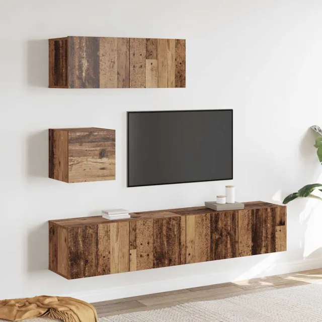 vidaXL 4-delig Tv-meubelset wandmontage bewerkt hout oud houtkleurig bruin, foto 2