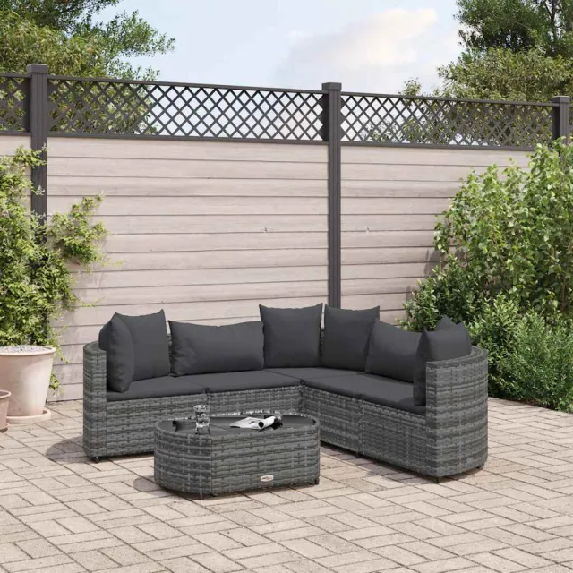 vidaXL 6-delige Loungeset met kussens poly rattan grijs, foto 2