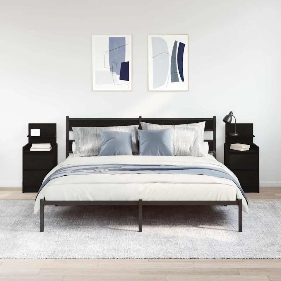 vidaXL Nachtkastjes met 2 lades 2 st 38x34x80 cm zwart, foto 3
