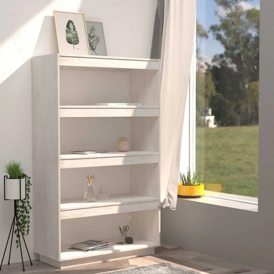 vidaXL Boekenkast/kamerscherm 80x35x135 cm massief grenenhout wit, foto 3
